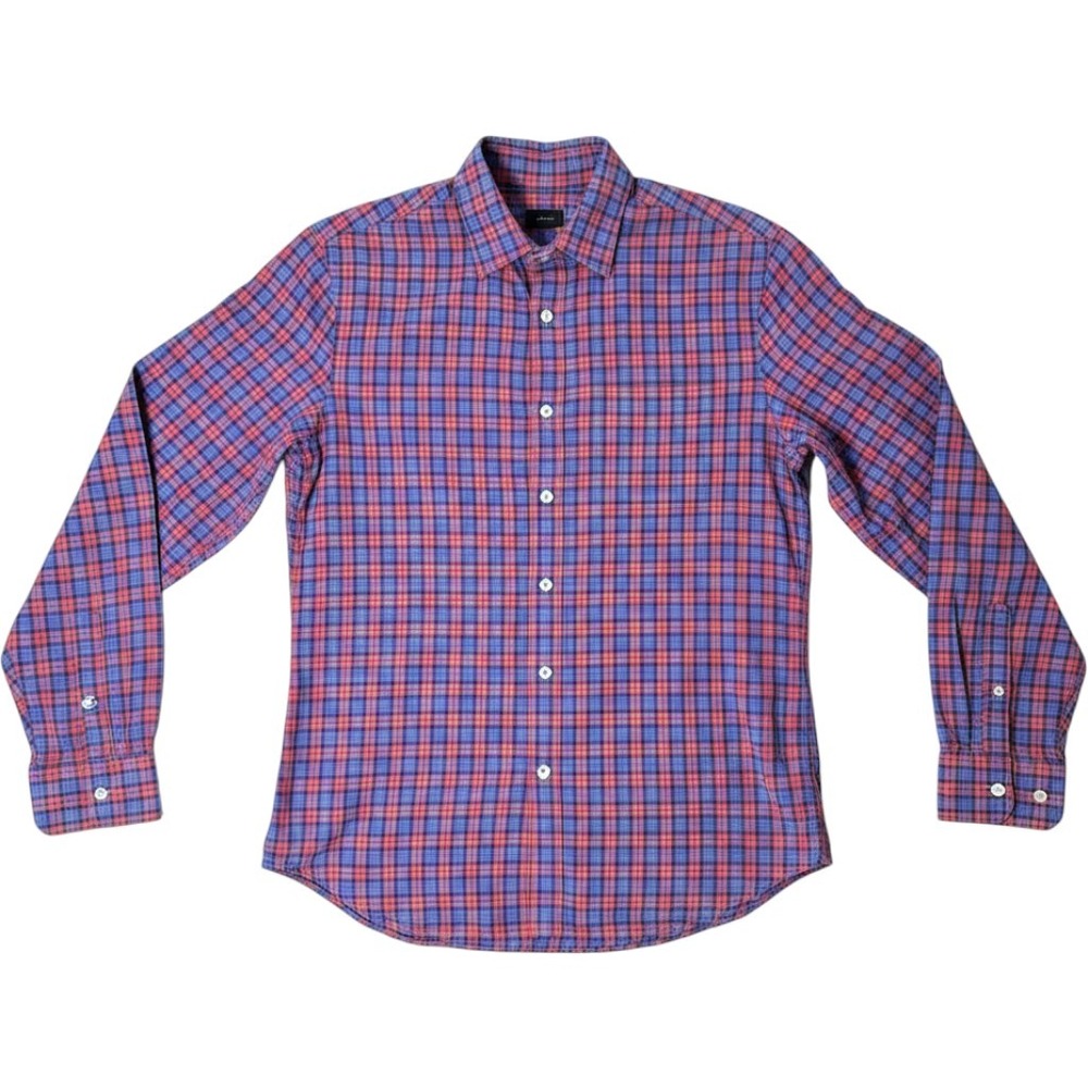J.Crew Men Red Blue Check Button‎ Down Shirt Small Cotton Casual Plaid     Work